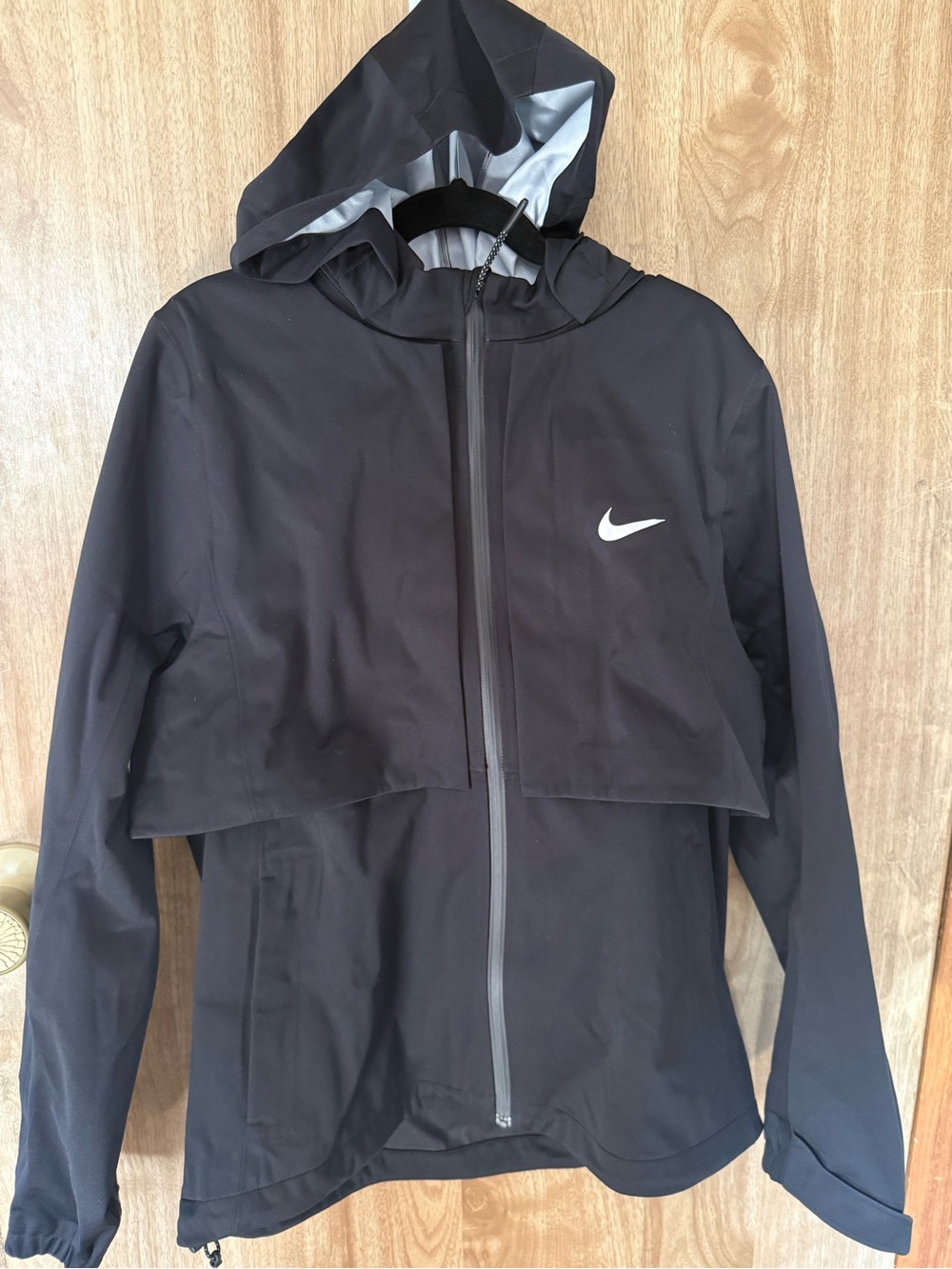 Nike Black Hooded Jacket with Swoosh-Convertible